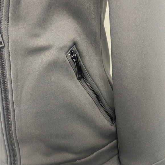 Grey Moto Jacket with Front Zipper Structured Shoulders and Lapel Collars Size S - Picture 3 of 13